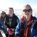 Bob, Mackenzie and Becca pose on the Arctic sea ice.
